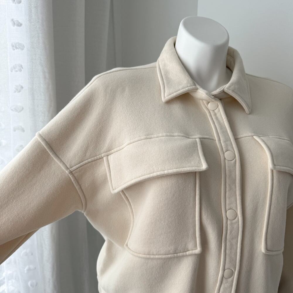 Abercrombie & Fitch Soft A&F Butter Yellow Fleece Lined Snap Shacket Jacket XL - Picture 2 of 8